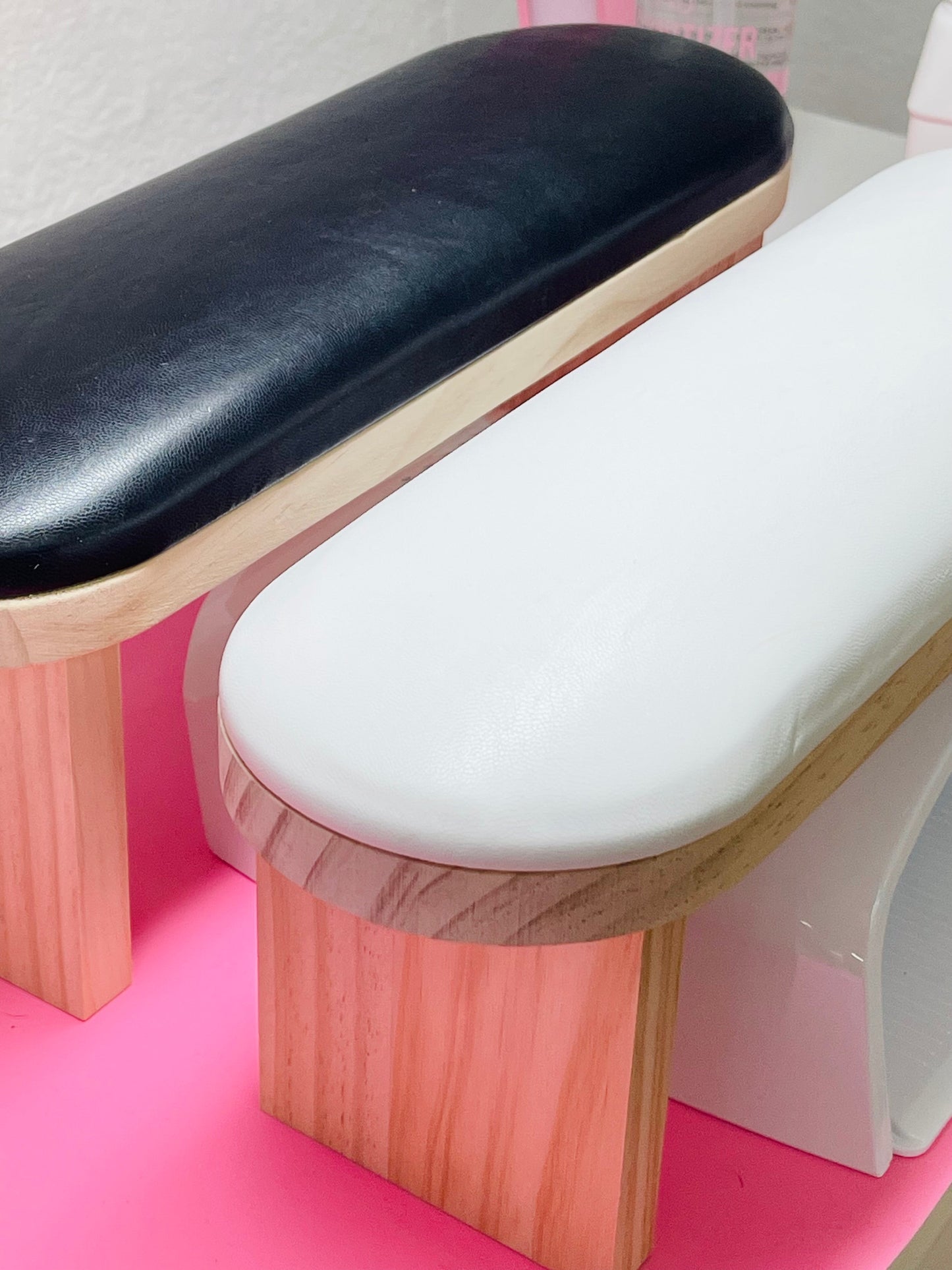 Wooden Round Leather Nail Arm Rest