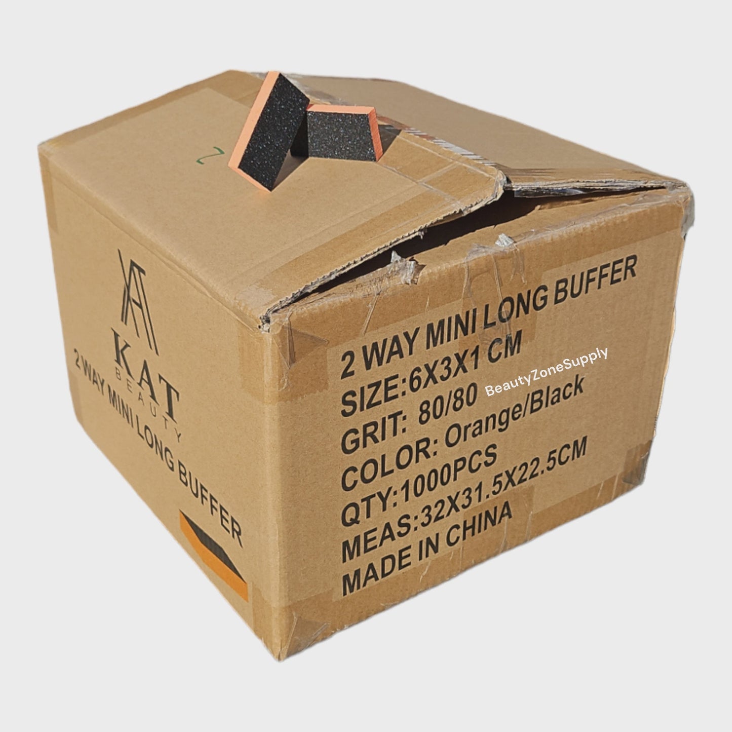KAT Beauty Mini slim Long Buffers Orange Black 80/80 1000PCS #KAT10