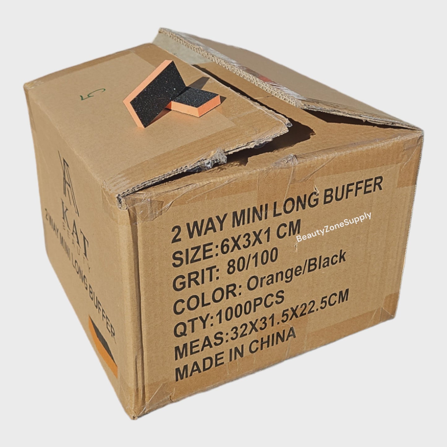 KAT Beauty Mini slim Long Buffers Orange Black 80/100 1000PCS #KAT11