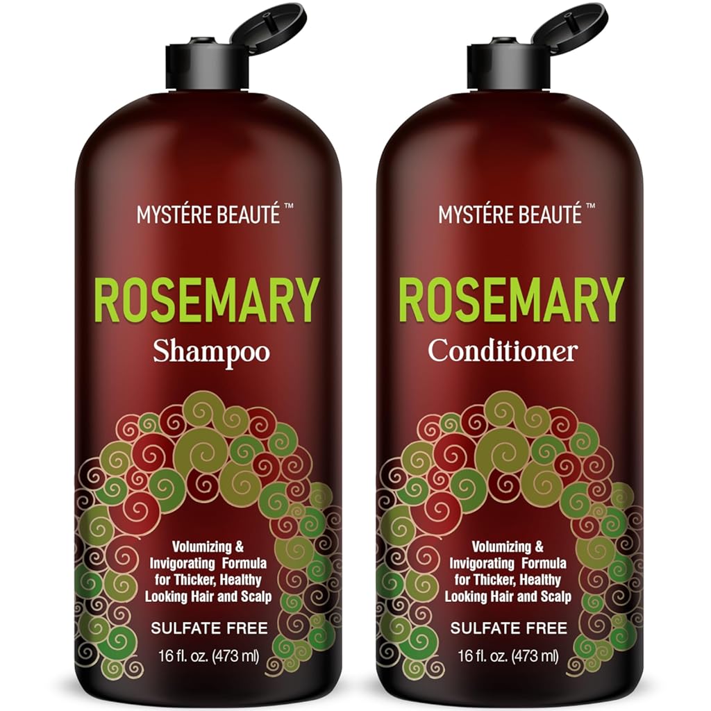 MYST∆íRE BEAUT∆í Rosemary Shampoo and Conditioner Set, Promotes Hair Growth & Scalp Health - Volumizing Formula for Thicker Healthier Hair & Scalp - Sulfate & Paraben Free, for Men Women - 16 fl oz each