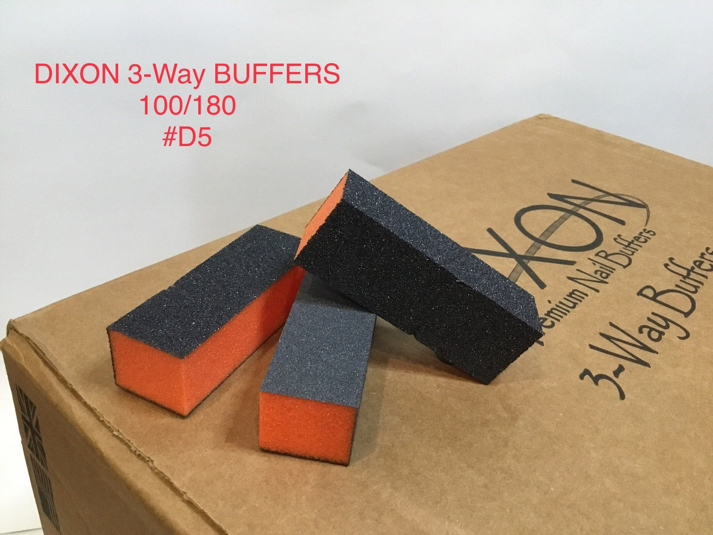 D05 Dixon buffer 3 way Orange Black grit 100/180 500 pcs-Beauty Zone Nail Supply