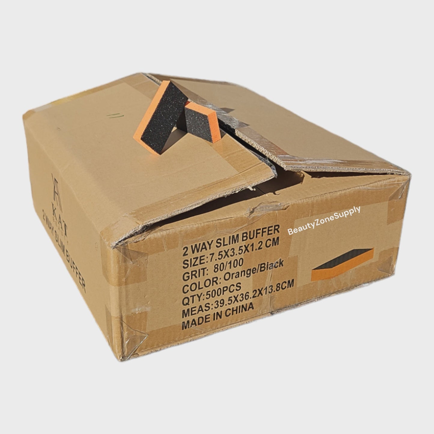 KAT Beauty Slim Buffer Orange Black 80/100 500PCS #KAT05