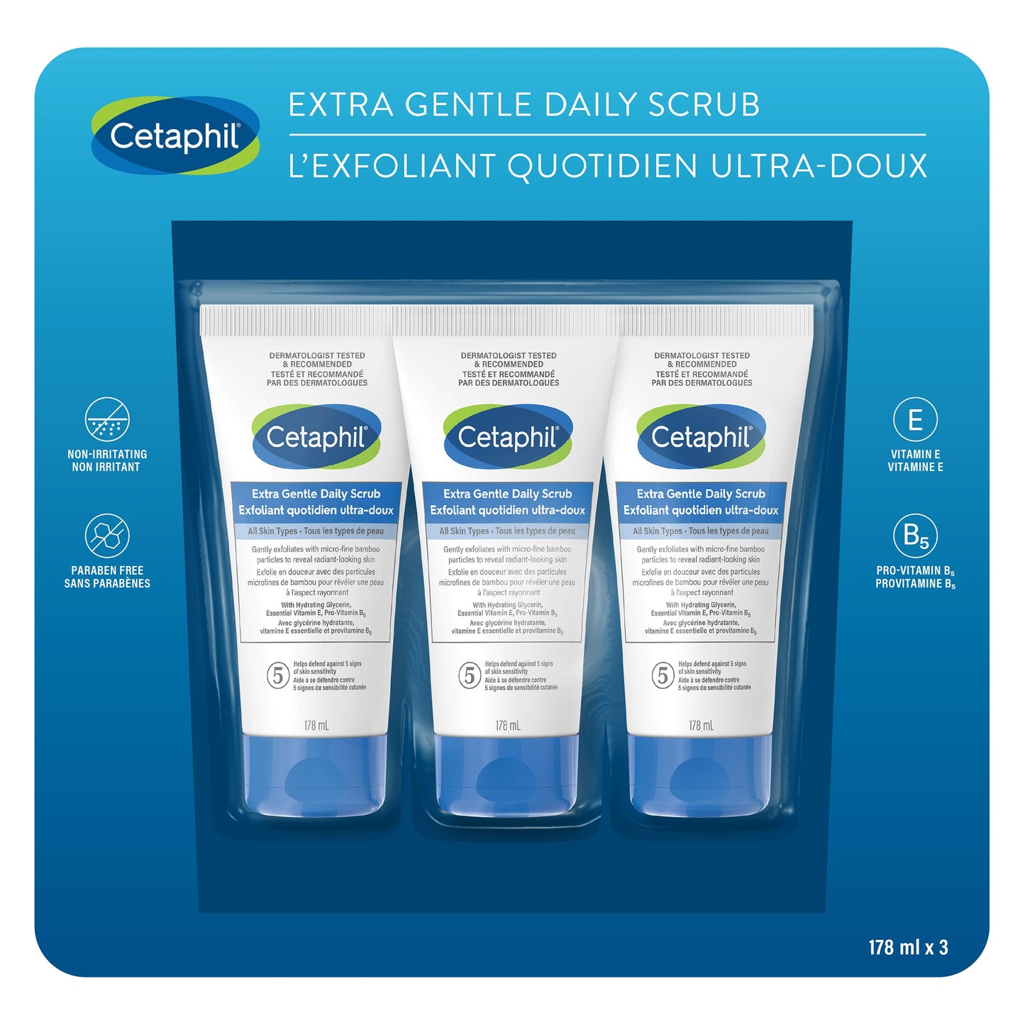 Cetaphil Extra Gentle Daily Scrub, 3-pack