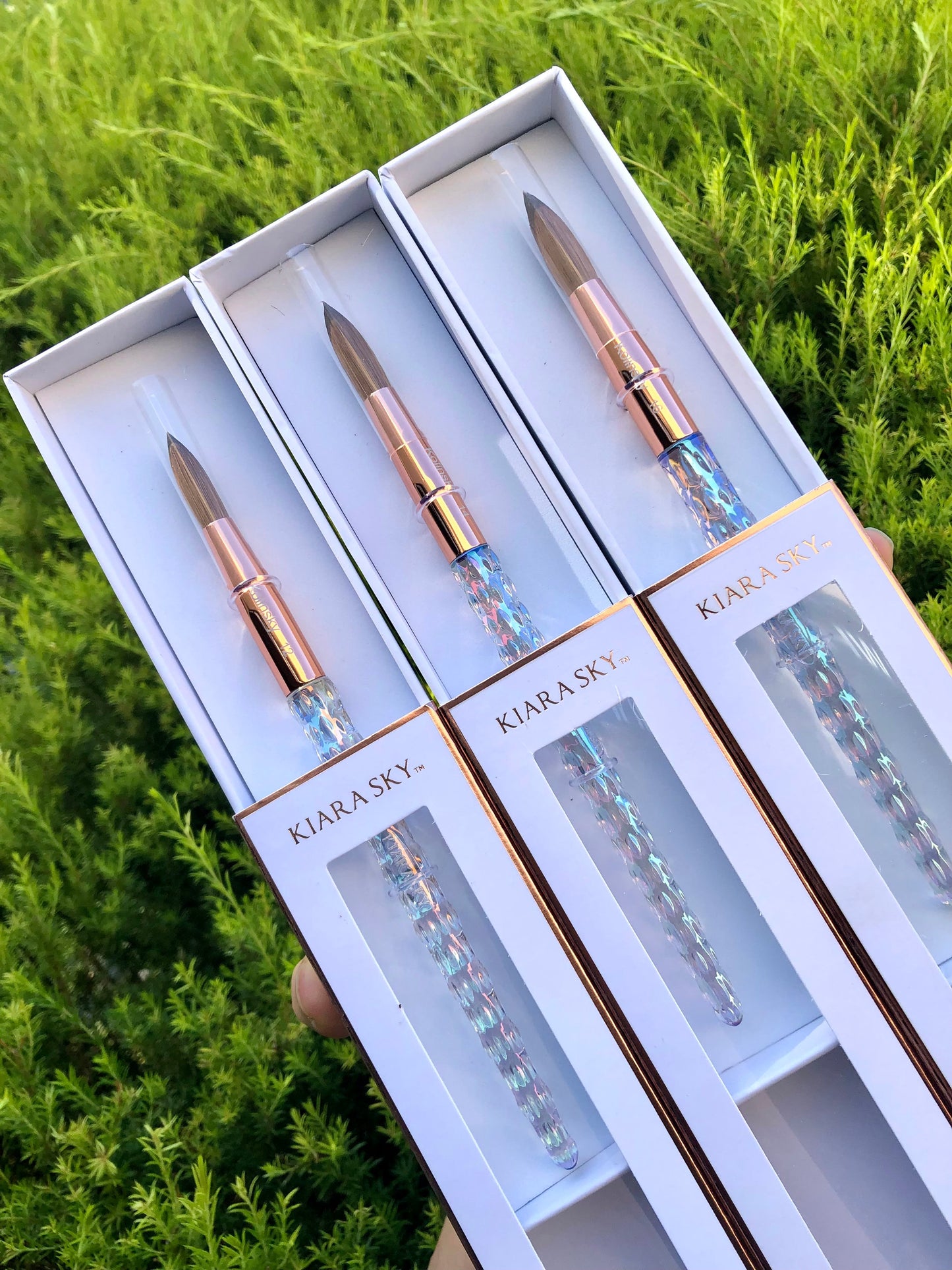 WHITE KIARA SKY 100% Kolinsky Acrylic Brush *Crimped Option Available*