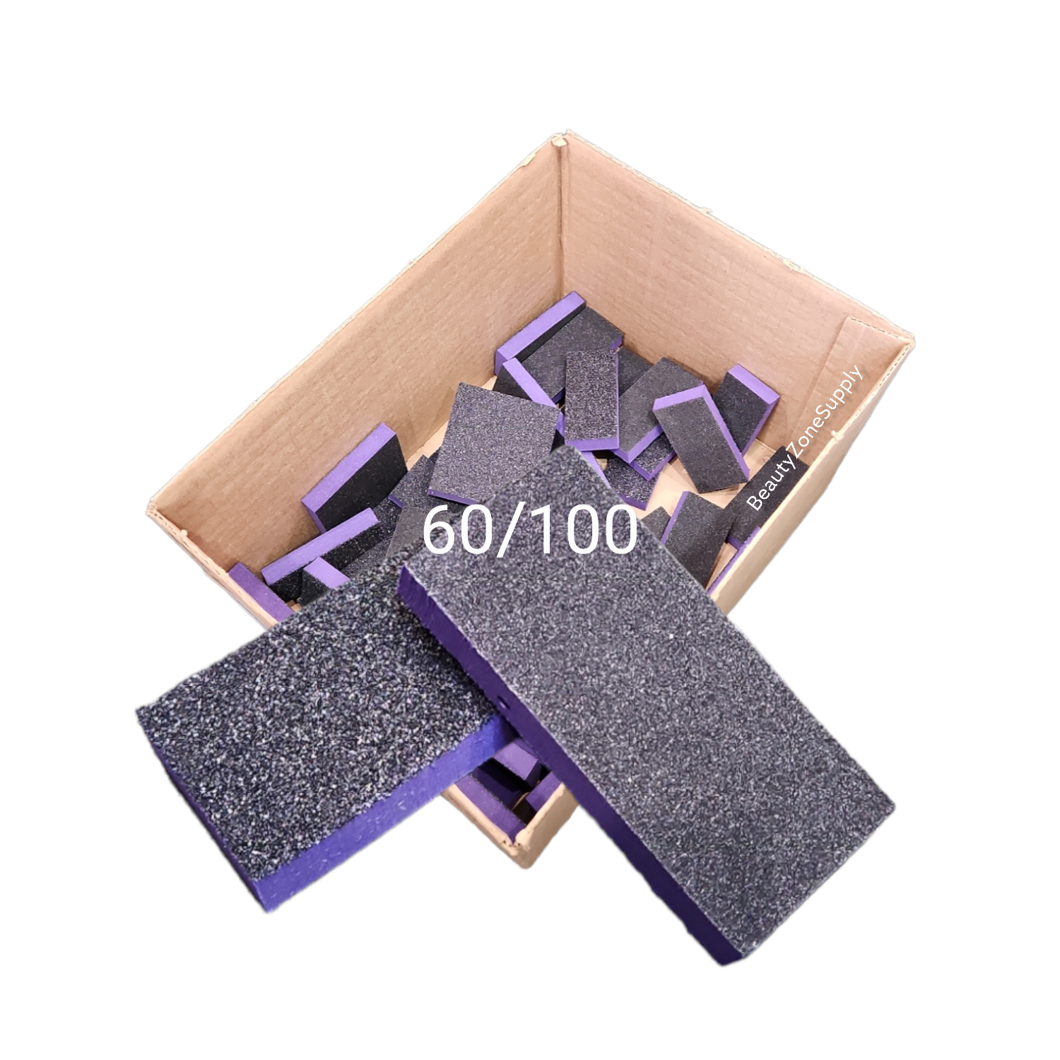 Slim Nail Buffer Purple Black Grit 60/100 500 pc #W13 - BeautyzoneNailSupply